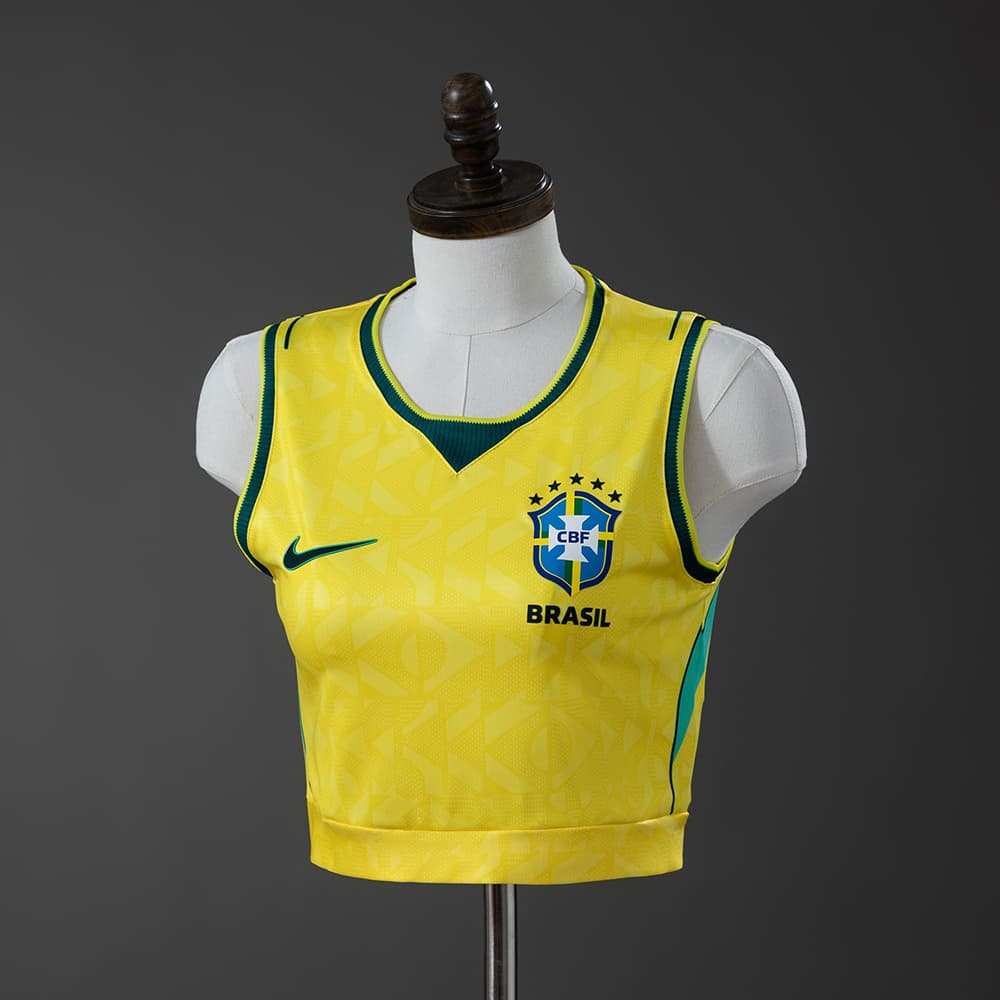 Brésil Femme Crop Tank Top Domicile Coupe du Monde 2026